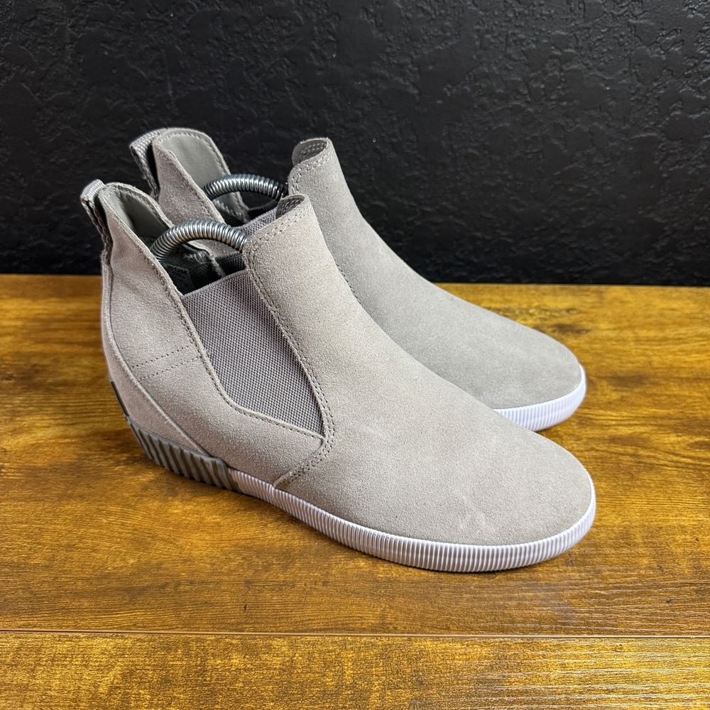 Sorel Out N About III Wedge NL4702-061 Grey Suede Ankle Boots Womens Size 9